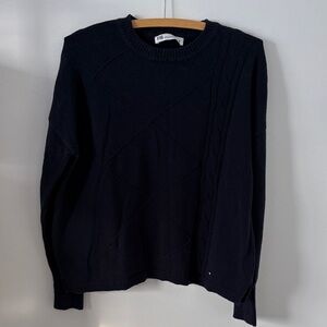 Navy Cable Crewneck Sweater - Women's Classic Scoop